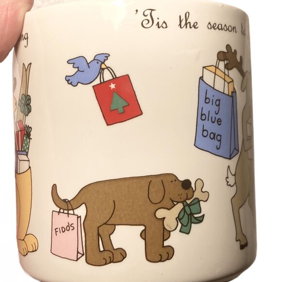 Tis the Season to Go Shopping Christmas Mug Russ Berrie Vintage 80s Funky Retro - Picture 5 of 14